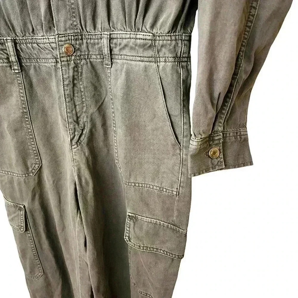 NWT ZARA LONG DENIM Cargo utility JUMPSUIT Gray button zip - Picture 6 of 6
